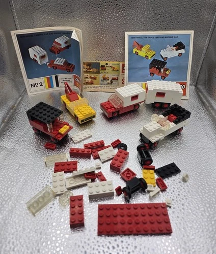 Vintage Lego Tow Truck Jeep Antique Car Camper House Trailer Set Manuel Loose!