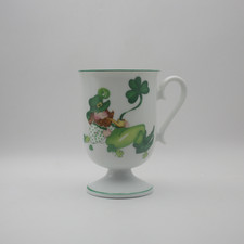 Single Schmid Porcelain Coffee Mugs. Darling Leprechaun on front, Irish Prayer..