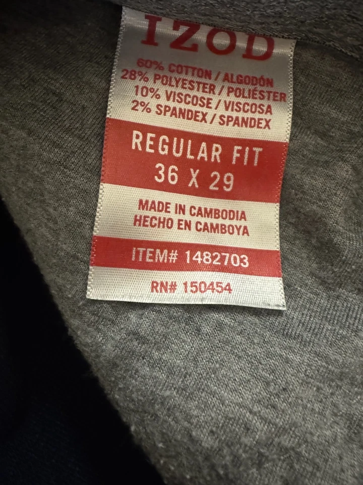 Pantalones de mezclilla IZOD para hombre calce regular frente plano pierna recta informales azules talla 36x29 Foto 3 de 4