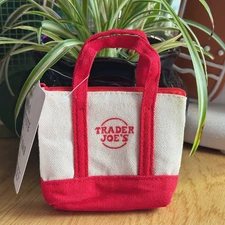 Trader Joe's Canvas Micro Tote with Grocery Bag, Red