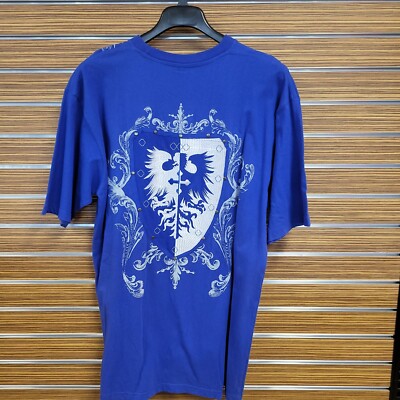 RUSSO VINTAGE Urban Gothic Embroidery Design Tee DT5056 NEW WITH TAG Blue XL