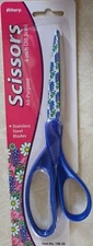 New 8" Scissors Stainless Steel Lightweight Sharp Blue With Floral By Allary