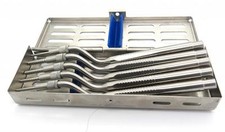 Set of 5 Sinus Lift Osteotome Kit Offset Concave Tips Dental Implant W/ Cassette