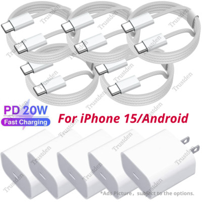 20W USB-C Type C Fast Charger Cable For iPhone 15 Pro Max/iPad Pro/Android Lot