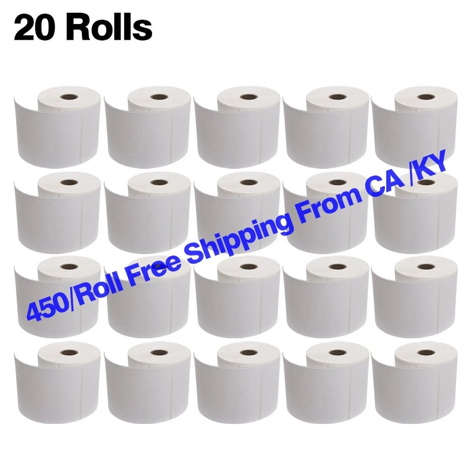 20 Rolls 4x6 Direct Thermal Labels 450 Per Roll For Zebra Eltron 2844 ZP-450