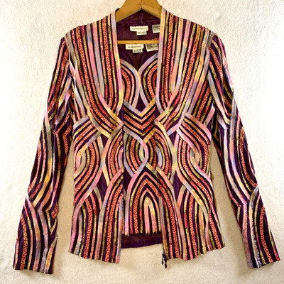 Alexandra Rosati Designer 2 Pc Set 3D Jacket Top Sz 4 Vibrant Cyber Artsy Mesh