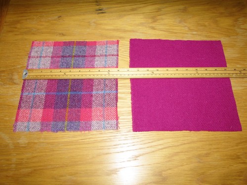 2 Piece Harris Tweed Craft Bundle with Label - Deep Pink Tartan - Picture 4 of 6