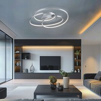 Luxus Led Decken Lampe Wohn Zimmer Ring Strahler Leuchte Silber Switch Dimmer