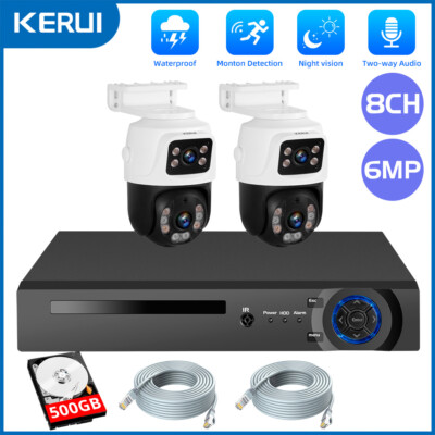 8 Channel 6MP 2K H.265+ NVR WiFi Security 2-Way Audio Camera System w/ 500GB HDD