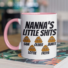 Nan Gift Personalised  Nanna's Little Shits Name Mug Funny Christmas Birthday