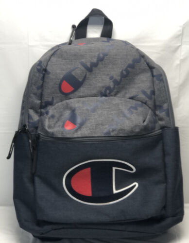 Champion Backpack Oversized Logo Patch Laptop Sleeve Gray Blue RN ...
