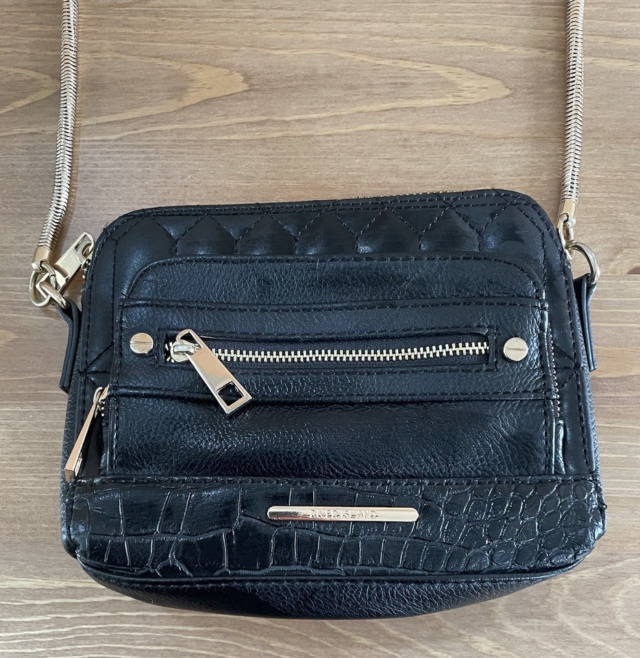 River Island Ladies Girls Black And Gold Cross Body Bag Handbag (T1) eBay