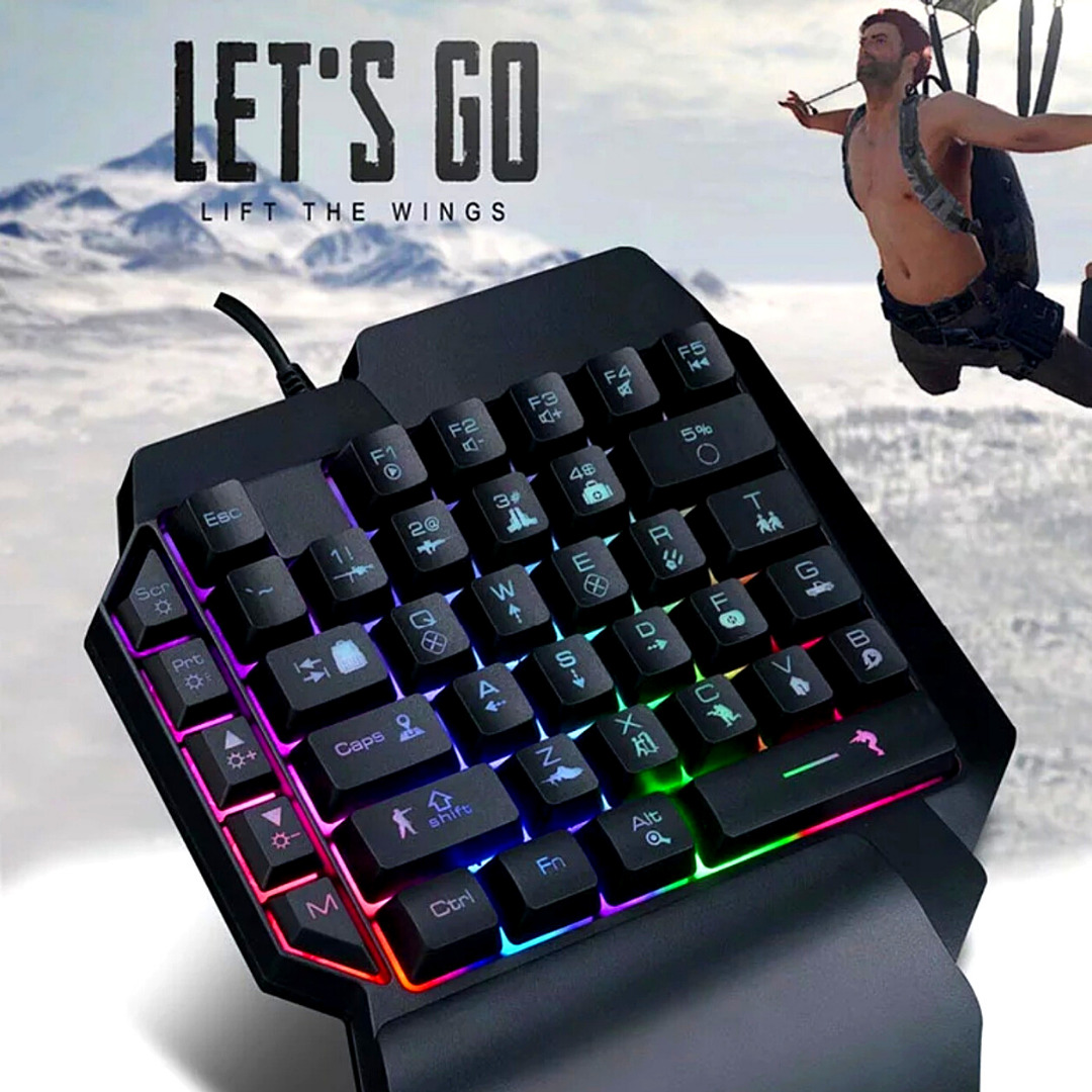 Teclado Gamer para Juegos Mini Teclado multicolor LED Mini Keyboard for  Gaming