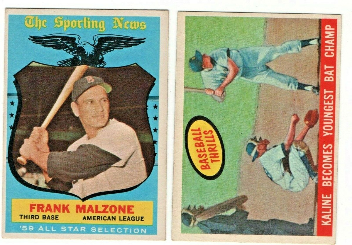 1959 Topps #463 Baseball Thrills Kaline, #558 Malzone A/S EX+ | eBay