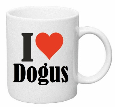 Kaffeetasse I Love Dogus Keramik Höhe 9,5cm in Weiß