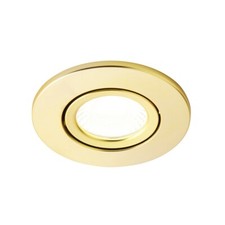 Litecraft Recessed Downlight Fire Rated Tilt Bathroom LED Spotlight- Satin Brass