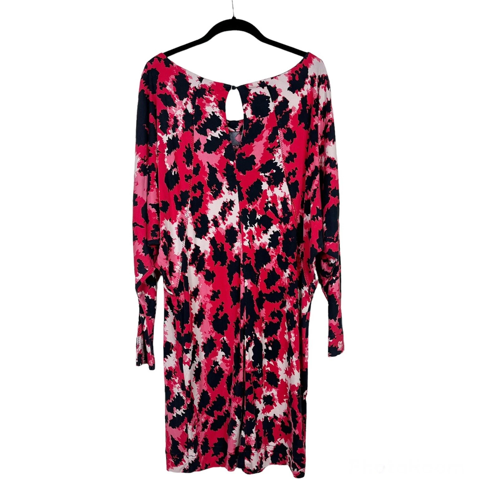 PALM ANGELS Yoana Baraschi Abito Donna Taglia L Rosso Nero Stampa Seta Dolman Manica Tunica