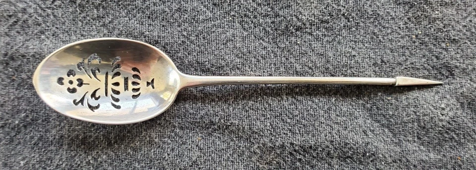 Jarrón antiguo de plata de ley y cuchara de flor Mote Foto 4 de 4