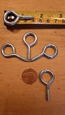TOP QUALITY SCREW EYES HOOKS X 5 Large Zinc Plated-Eyelet-Vine Loop-40mm long