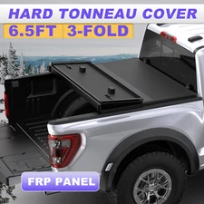 6.5/6.6FT FRP Hard 3-Fold Tonneau Cover For 2007-24 Toyota Tundra 3.4L Bed Truck
