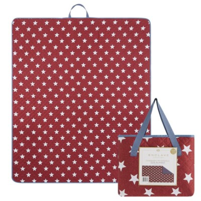 Camping Park Beach Oversized Reversible Tote Blanket 60'' x 70'' Patriotic Stars