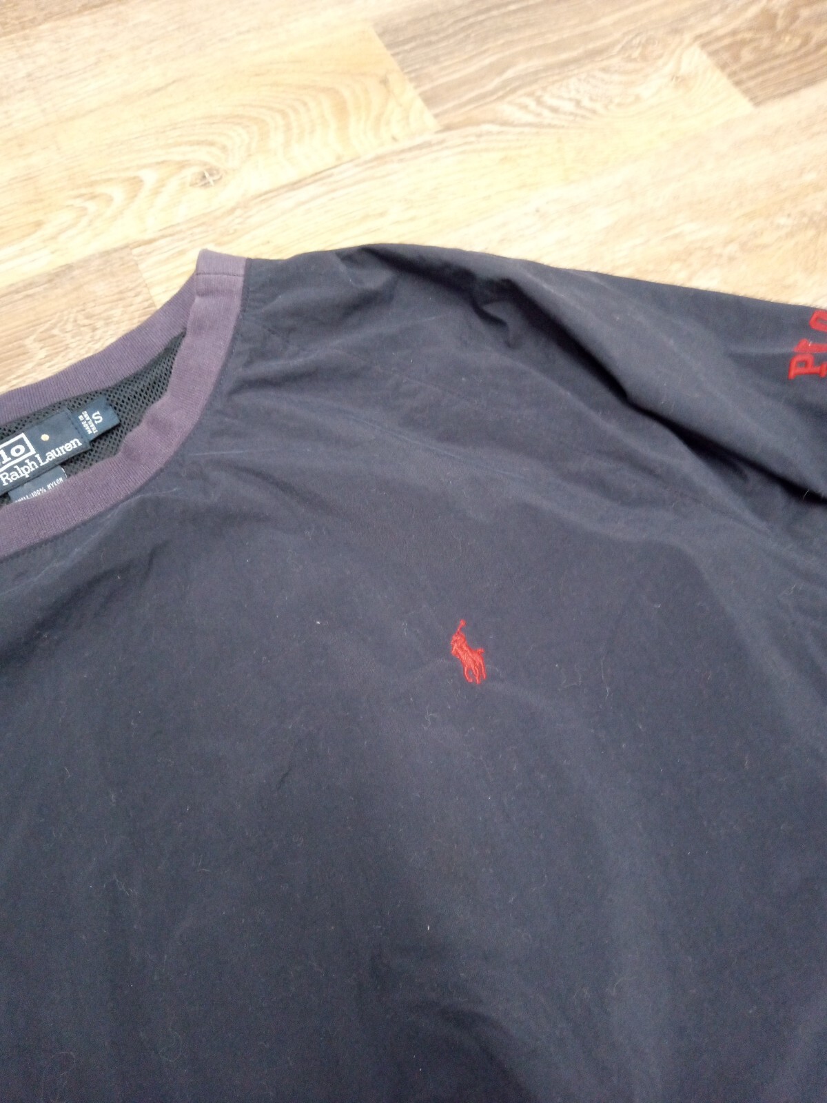 Polo Ralph Lauren Blu Navy Pullover Vite Frangivento Rosso Pony Logo Braccio LG