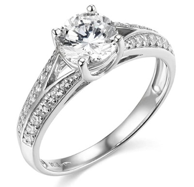 1.80 Ct Simulated Diamond Wedding Ring Trellis Split Shank 14K White Gold 6 5