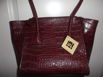 GAL Hornback Croc HN32086GB Faux Embossed Leather Cognac Large Satchel, NWT