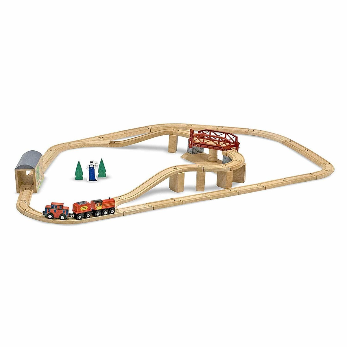 Melissa & Doug Swivel Bridge Train Set NEW NIB 704 Wood Railway | eBay