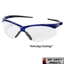 KLEENGUARD NEMESIS SAFETY GLASSES 47384 CLEAR ANTI-FOG LENS BLUE FRAME (1 PAIR)