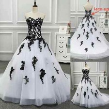 Weißes & schwarzes Ballkleid Gothic Vintage Brautkleid Sweetheart Dropped Waist