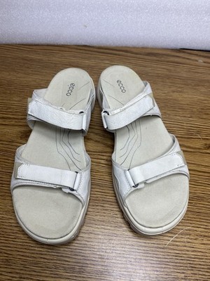 ECCO Yucatan 2.0 Ivory Yak Leather Slide Sandals Adjustable Strap Womens 11-11.5