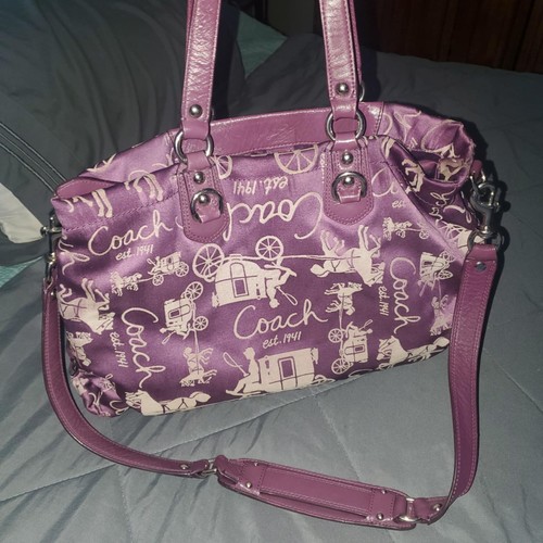 Coach Purple Horse & carriage Large Bag - Picture 2 of 5