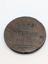 1825 Two Siciles 10 Tornesi Large Copper Coin