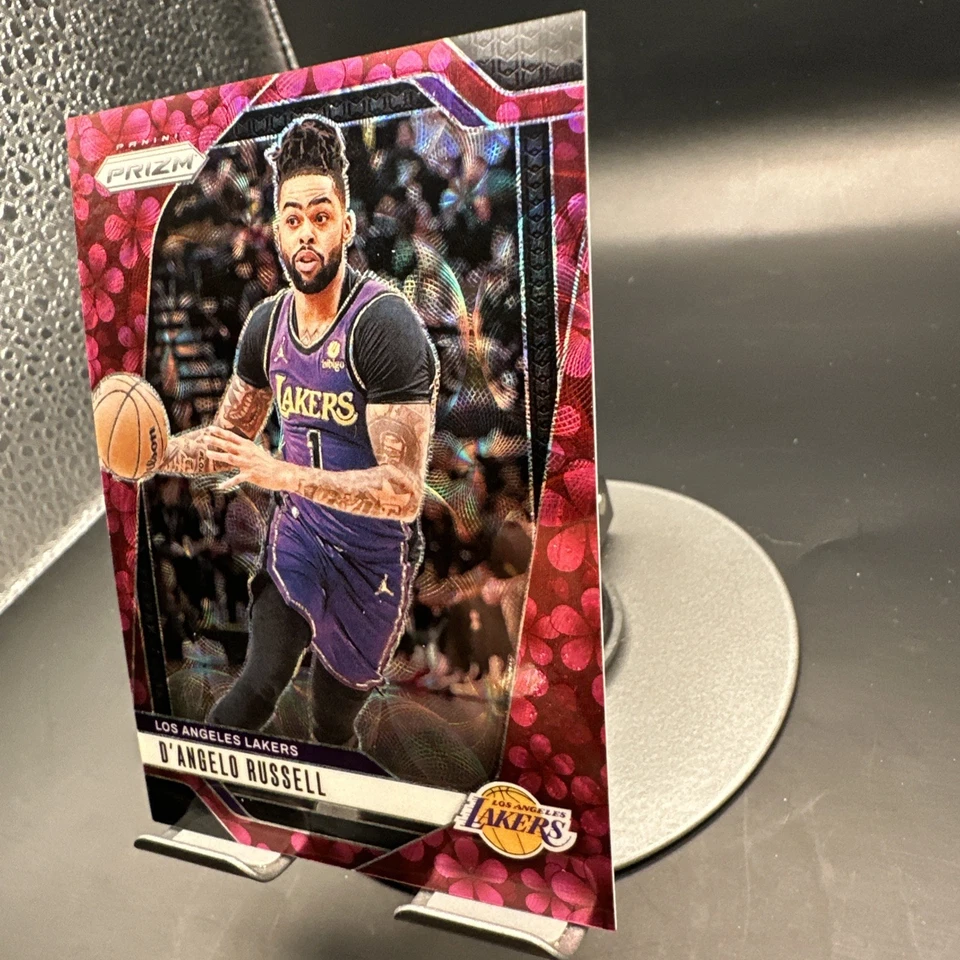 2024-25 Prizm Basketball D'Angelo Russell Plum Blossom Prizm /8 Lakers Jersey # - Image 4 of 4