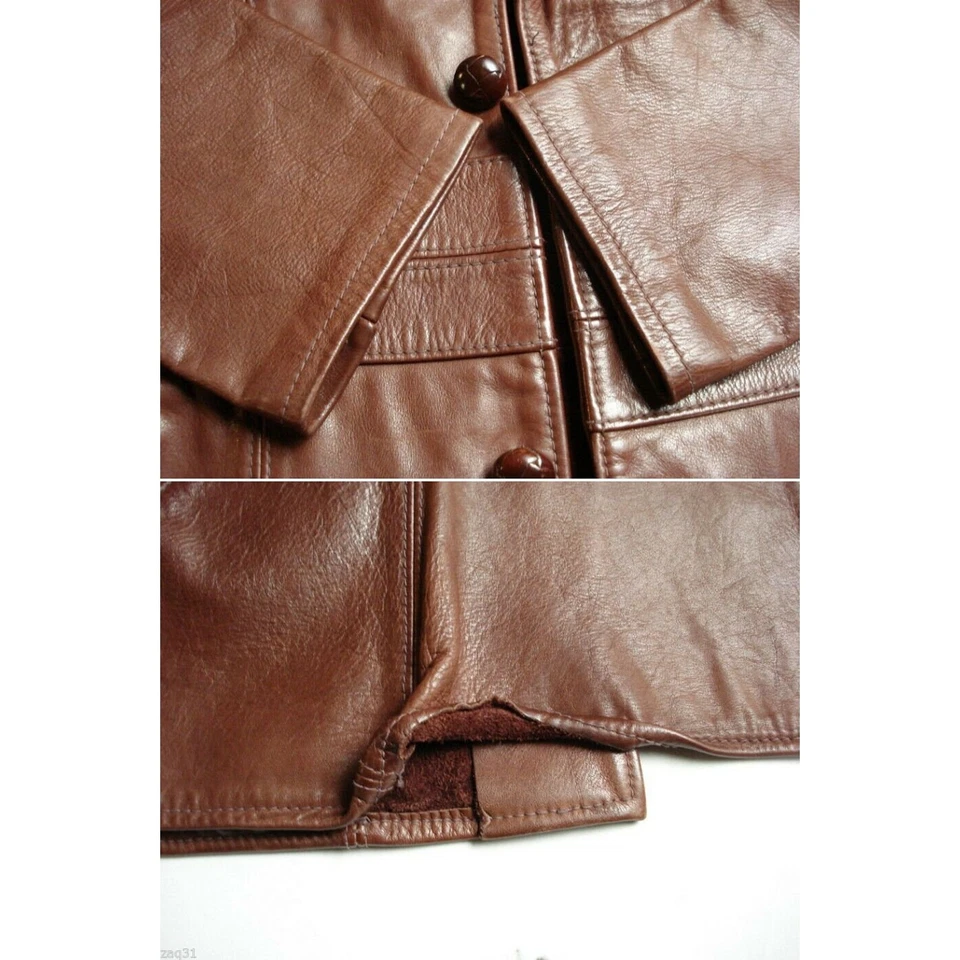 Vintage 70s MANGO ROAD "New Deco" Leather Jacket Coat East West Era sz 44 - Image 4 of 4