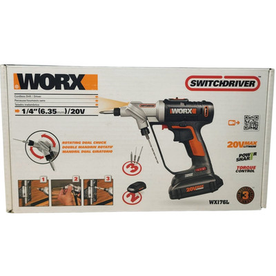 WORX WX176L Switchdriver 20V Drill & Driver Kit Includes Charger & Battery W Box