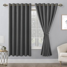 Thick Thermal Blackout Eyelet Ring Top Pair Ready Made Curtains Panel Tie Backs