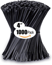 Zip Ties 4" 1000PC Cable Heavy duty Nylon Black UV Resistant