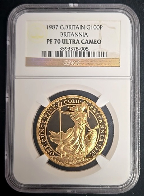 1987 Great Britain 100 Pounds Proof Gold Coin NGC PF-70