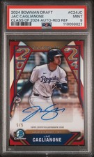 2024 BOWMAN DRAFT CLASS OF 2024 AUTOS RED REFRACTOR JAC CAGLIANONE 5/5 PSA 9