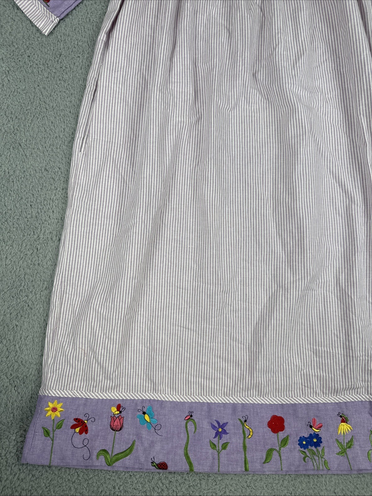Quacker Factory Size S House Dress Purple Embroidered Garden Flowers Butterfly