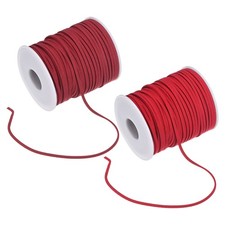 2-Pack 100 Yards 2.6mm Faux Suede Leather Cord Wine Red, Red 