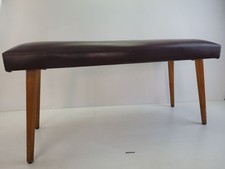 Sitzbank Bank Kunstleder Deko DDR 60er Jahre Holzbeine braun B:89cm #260594
