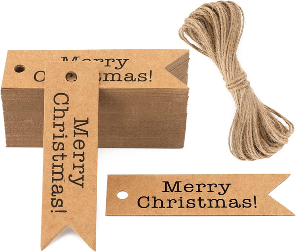 Merry Christmas Geschenk AnhäNger 100 StüCk Weihnachten PapieranhäNger Tags-image