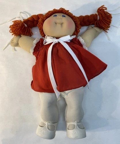Vintage Cabbage Patch Doll Red Hair Red Dress Blue Eyes