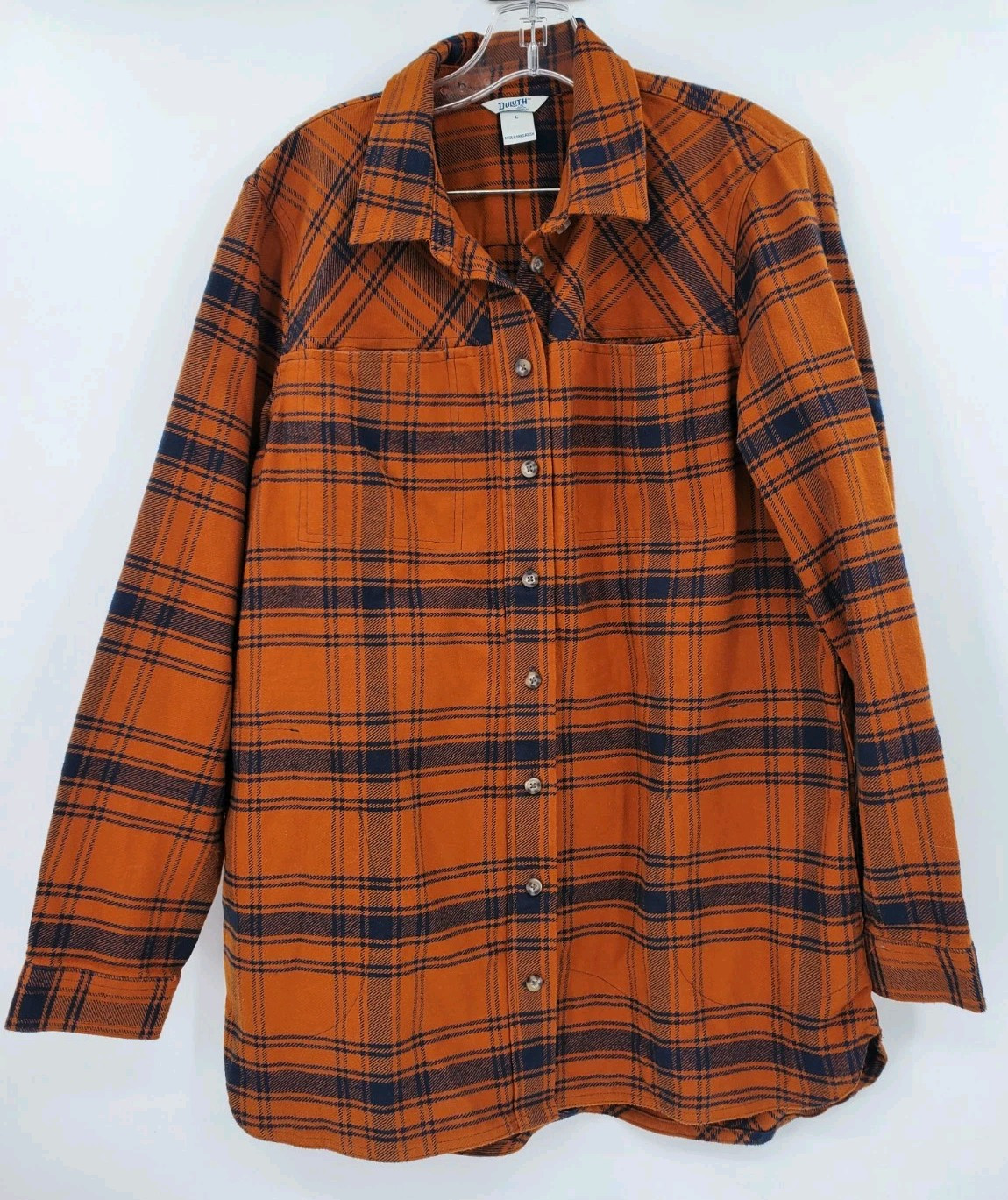 Duluth Trading Flannel Button Front Shirt Plaid Heavyweight Women's Size Large
