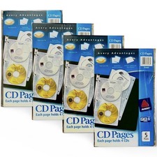 Avery 75263 CD DVD Pages 3 Ring Binder Organizer 4 New Packs Of 5, Holds 80 CDs