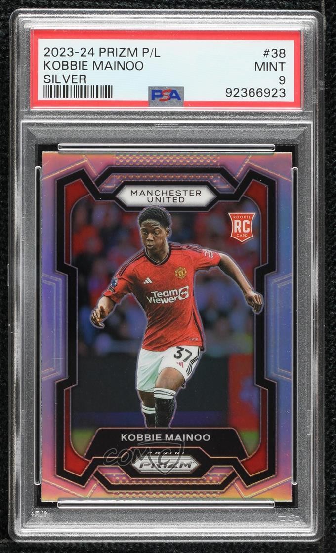 2023-24 Panini Prizm Premier League Silver Prizm Kobbie Mainoo #38 PSA 9 MINT