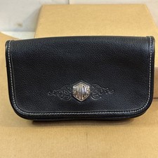 PORTAFOGLIO DONNA HARLEY-DAVIDSON NERO VERA PELLE~7"x4"~MADE IN USA B